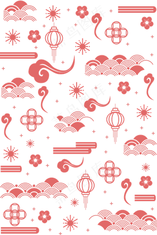 中国风鼠年新年底纹,免抠元素