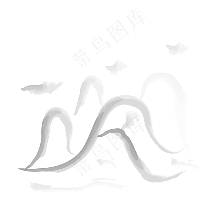 手绘中国风水彩墨迹山水(500X500)eps,ai矢量模版下载