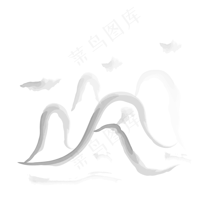 手绘中国风水彩墨迹山水(500X500)eps,ai矢量模版下载