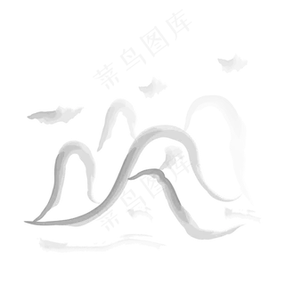 手绘中国风水彩墨迹山水