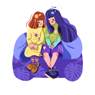 儿童节两个姐妹png免抠素材