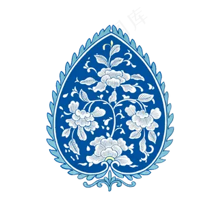 中国古典青花瓷素雅装饰,免抠元素