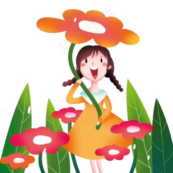 谷雨用花挡雨的女孩(2000X2000(DPI:299))psd模版下载