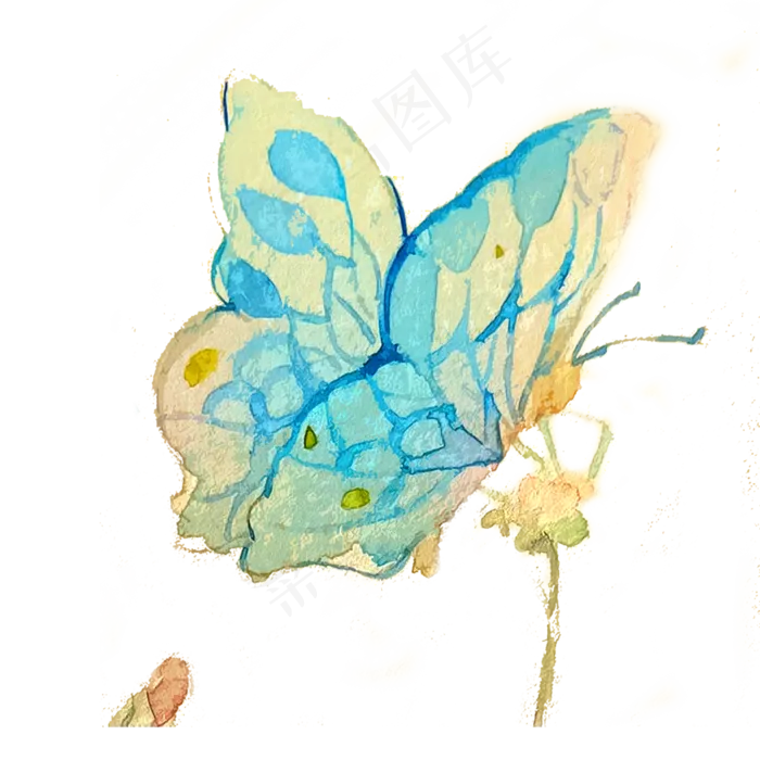 蝴蝶透明翅膀昆虫蓝色PNG唯美,免抠元素(3000X3000(DPI:300))psd模版下载