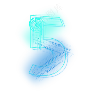 科技线条蓝色绿色数字5