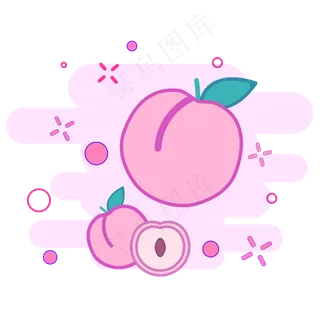 矢量卡通免扣桃子