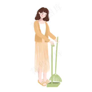 母亲节正在扫地的母亲免抠图
