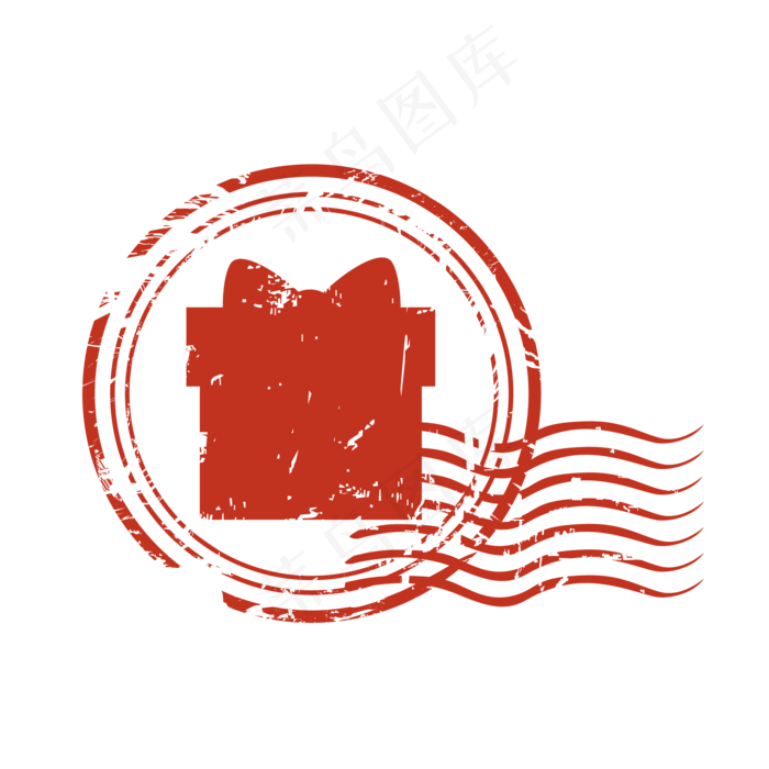 红色礼物图标邮戳印章(2480X3520(DPI:300))ai矢量模版下载
