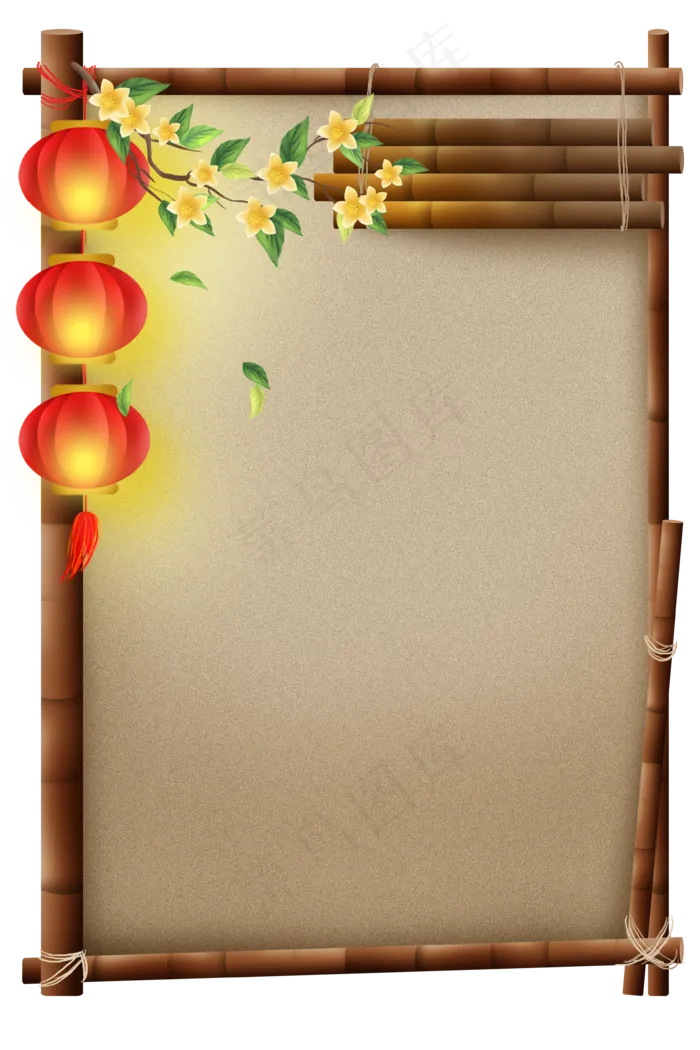 灯笼竹子文字框,免抠元素(3543X5044(DPI:300))psd模版下载