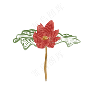 鲜艳的荷花装饰插图免抠