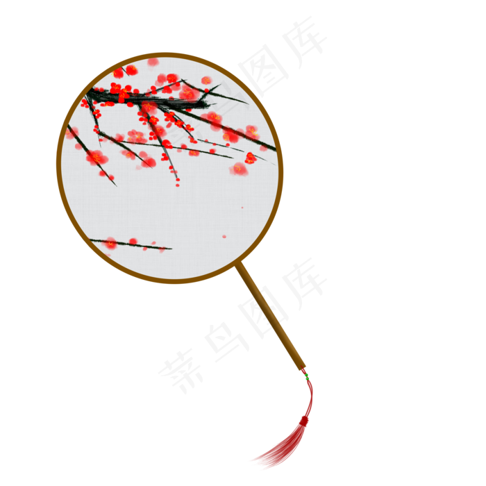 古风中国风团扇手绘风,免抠元素