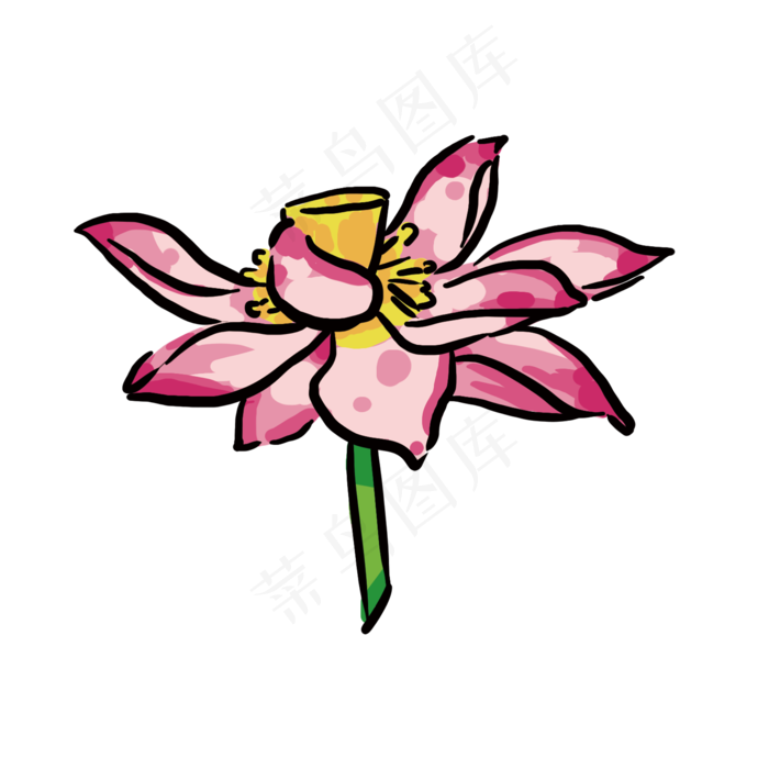 一朵红色荷花插画