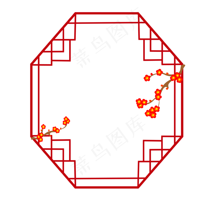 中国风素材矢量小轩窗红梅矢量边(3543*3543px 300 dpi )ai矢量模版下载