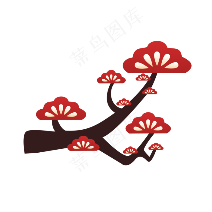 新年喜庆树木开花迎接新春,免抠元素