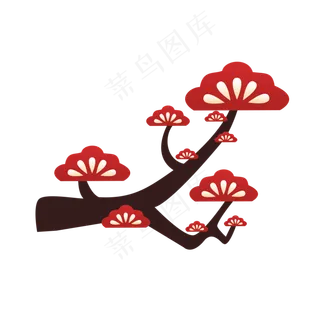 新年喜庆树木开花迎接新春,免抠元素