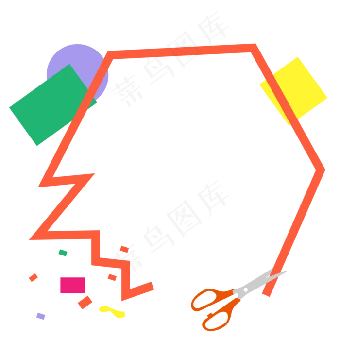 彩色剪纸剪子边框(2001*2001px 300 dpi )ai矢量模版下载