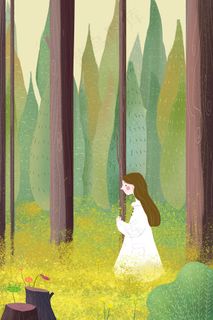 春分白衣少女踏青采花图 春分白衣少女踏青采花图