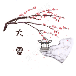 卡通手绘梅花亭子,免抠元素