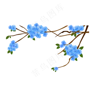 免扣卡通蓝色的花朵