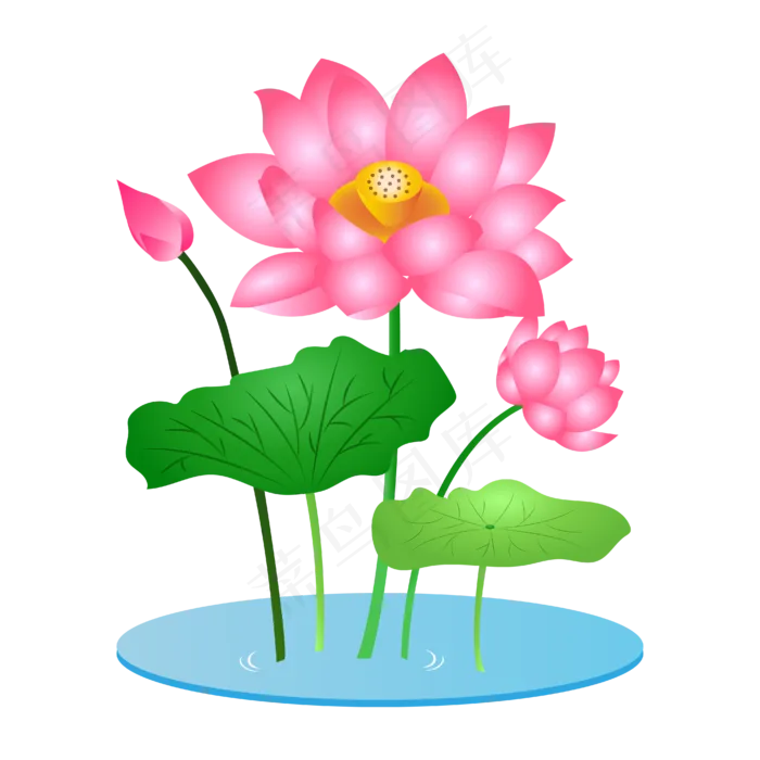 手绘卡通粉色莲花(4167*4167px 300 dpi )ai矢量模版下载
