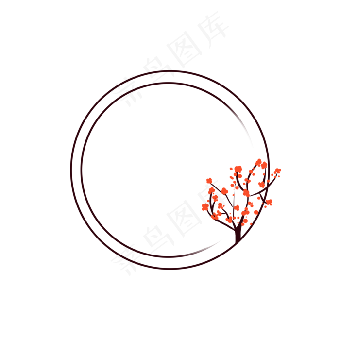 红梅圆形边框(2000X2000(DPI:300))psd模版下载