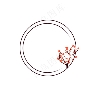 红梅圆形边框