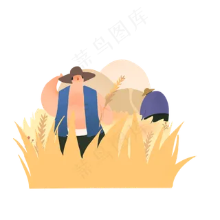 致敬劳动节人物农民伯伯扁平风免,免抠元素