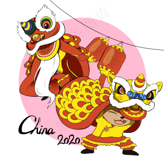 卡通过年鼠年国潮,免抠元素