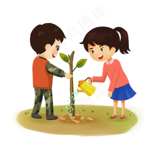 植树节栽树小朋友,免抠元素