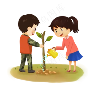 植树节栽树小朋友,免抠元素