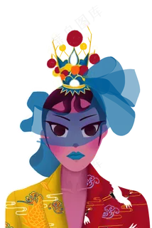 国潮女士头饰服饰扇面