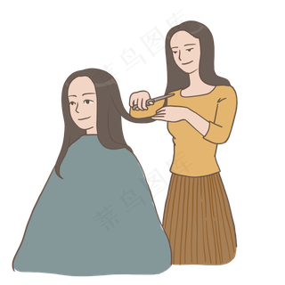 新年习俗理发二月二龙抬头手绘插,免抠元素