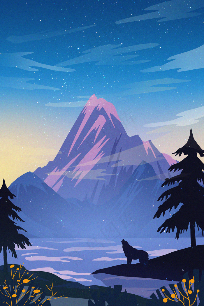 扁平简约背景风景