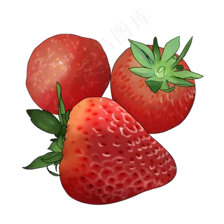 手绘写实水果红色草莓PNG素材