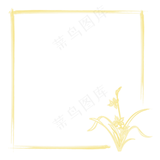 唯美淡金色水墨兰花古风边框