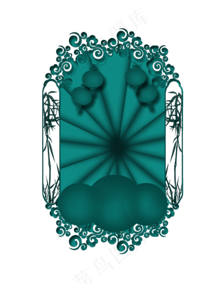 墨绿色渐变中式边框