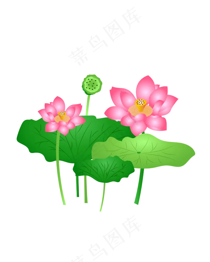 手绘卡通免扣荷花(4167*5208px 300 dpi )ai矢量模版下载