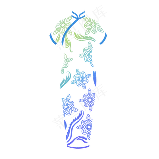 中式复古青花瓷旗袍