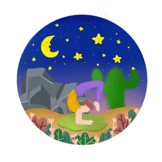 卡通风格卡通女孩运动减肥瑜伽