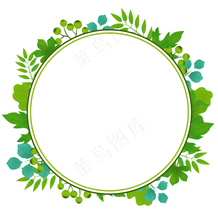 春天绿色植物边框,免抠元素