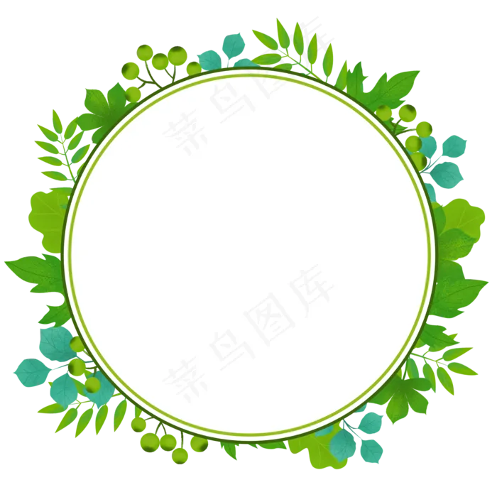 春天绿色植物边框,免抠元素