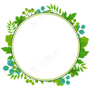 春天绿色植物边框,免抠元素