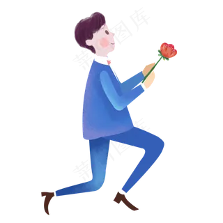 卡通蓝色衣服的男孩在未婚