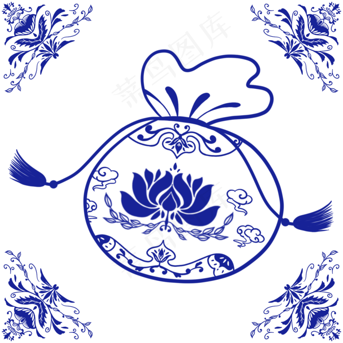 福袋青花瓷底纹