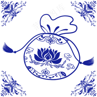 福袋青花瓷底纹