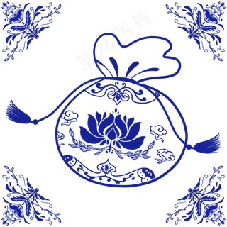 福袋青花瓷底纹