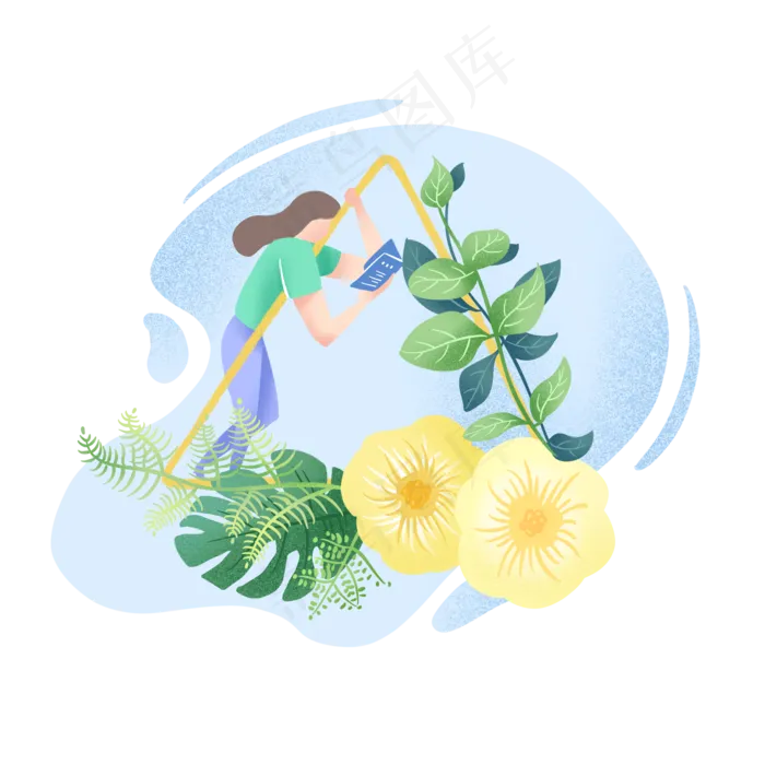 植物人类噪点风格边框,免抠元素