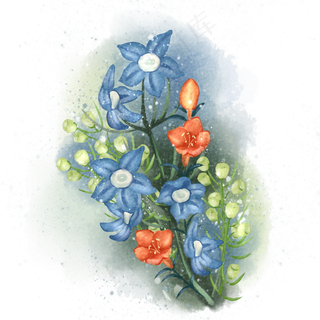 水彩植物花草