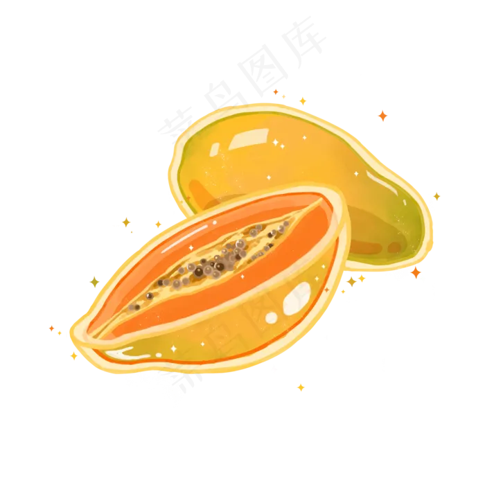 日系黄色水晶木瓜夏季水果(6000X6000(DPI:300))psd模版下载