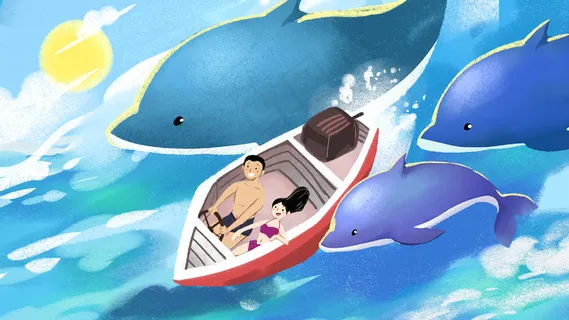 蓝色系卡通手绘风小暑夏日配图 蓝色系卡通手绘风小暑夏日配图